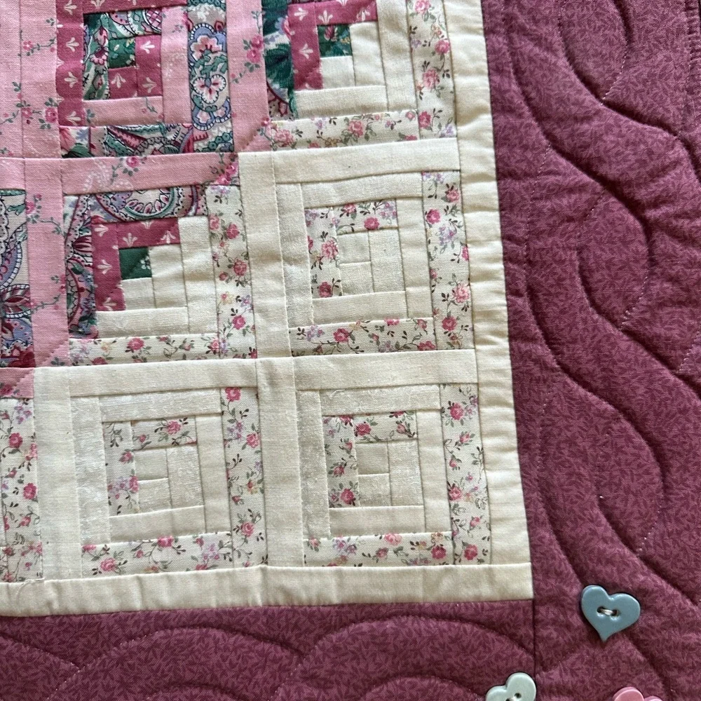 Handmade heart themed mini quilt wall hanging art